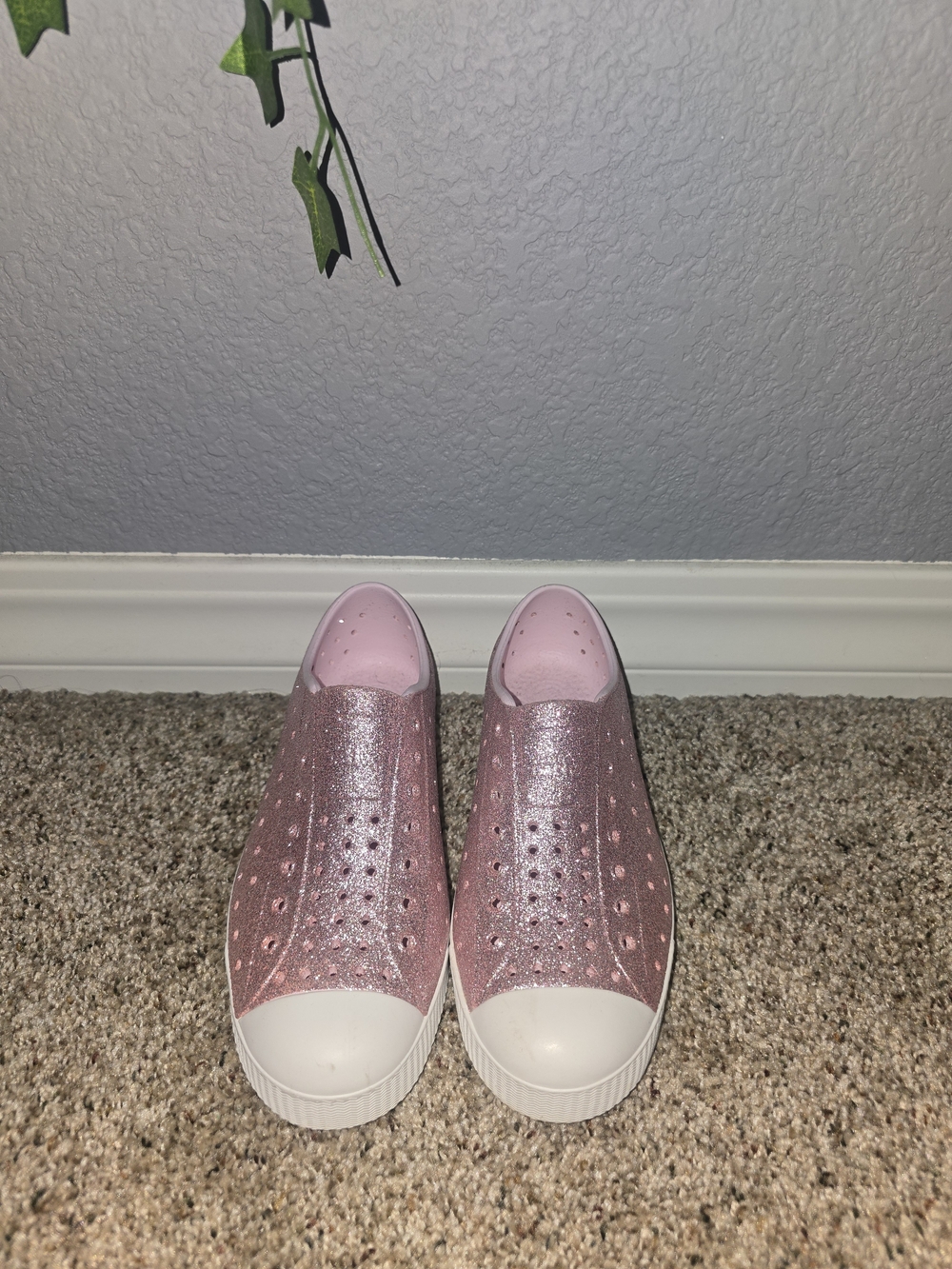 NATIVE Pink Glitter Slip-On Sneakers